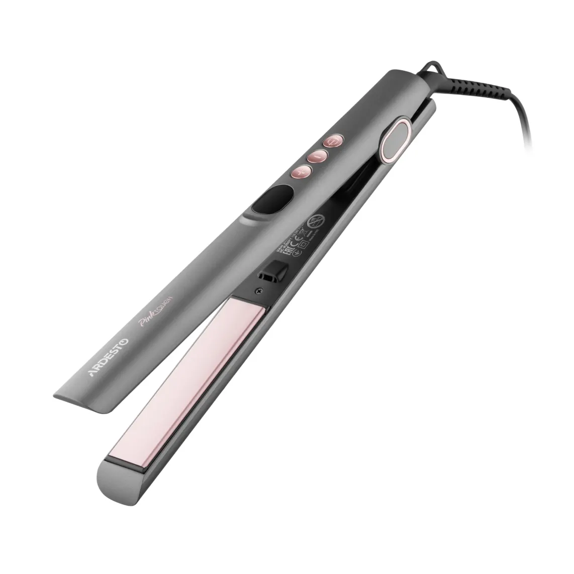 თმის უთო ARDESTO Hair straightener Pink Touch, 52W, 150-230C, ceramics, gray+pink