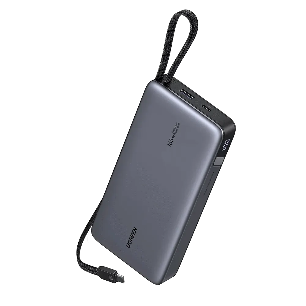 პორტატული დამტენი UGREEN PB552 (55995B) Nexode, 25000mAh, Type-C, USB, Power Bank With Built-in Type-C Cable, Grey