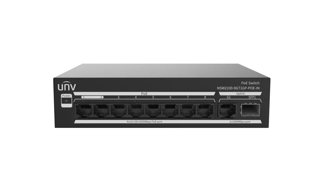 მართვადი PoE სვიჩი -  8P GE af/at, 1S, Uniview NSW2100-9GT1GP-POE-IN