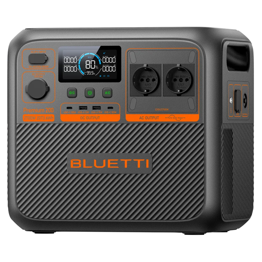 ელექტრო სადგური Bluetti Premium 200 V2, 2700W, 2073Wh, USB, Type-C, WiFi, Bluetooth, Portable Power Station, Black