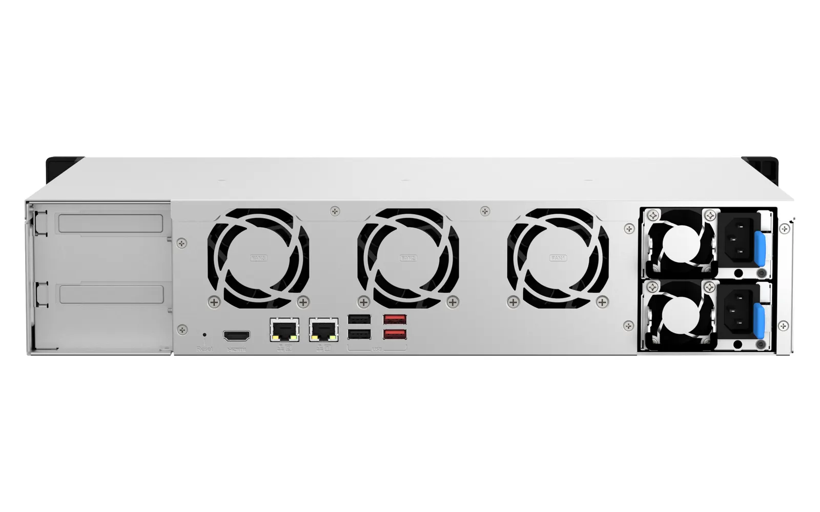 8-bay 2U short depth 12" rackmount NAS, Intel Celeron N5095 quad-core, 8 GB onboard not expandable, 8 x 3.5"/2.5" SATA 6Gb/s drive bays, 2 x 2.5GbE