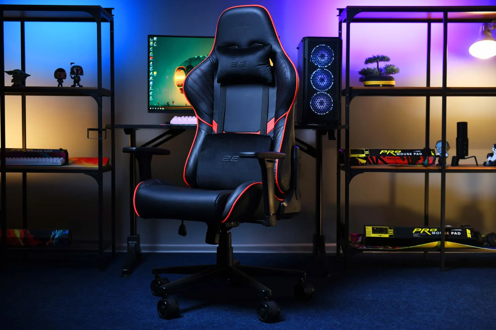 გეიმერული სავარძელი 2E GAMING Chair HIBAGON Black/Red