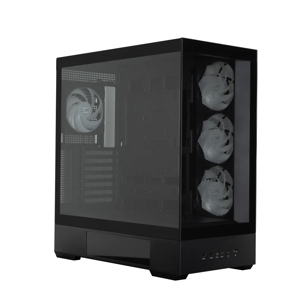 ქეისი Zalman PC case P40 DS without PSU, 2xUSB3.0, 1x Type C, 3x120mm ARGB Reverse, 1x120mm ARGB, VGA 420mm, LCS ready, TG Side/Front Panel, Display, ATX, black