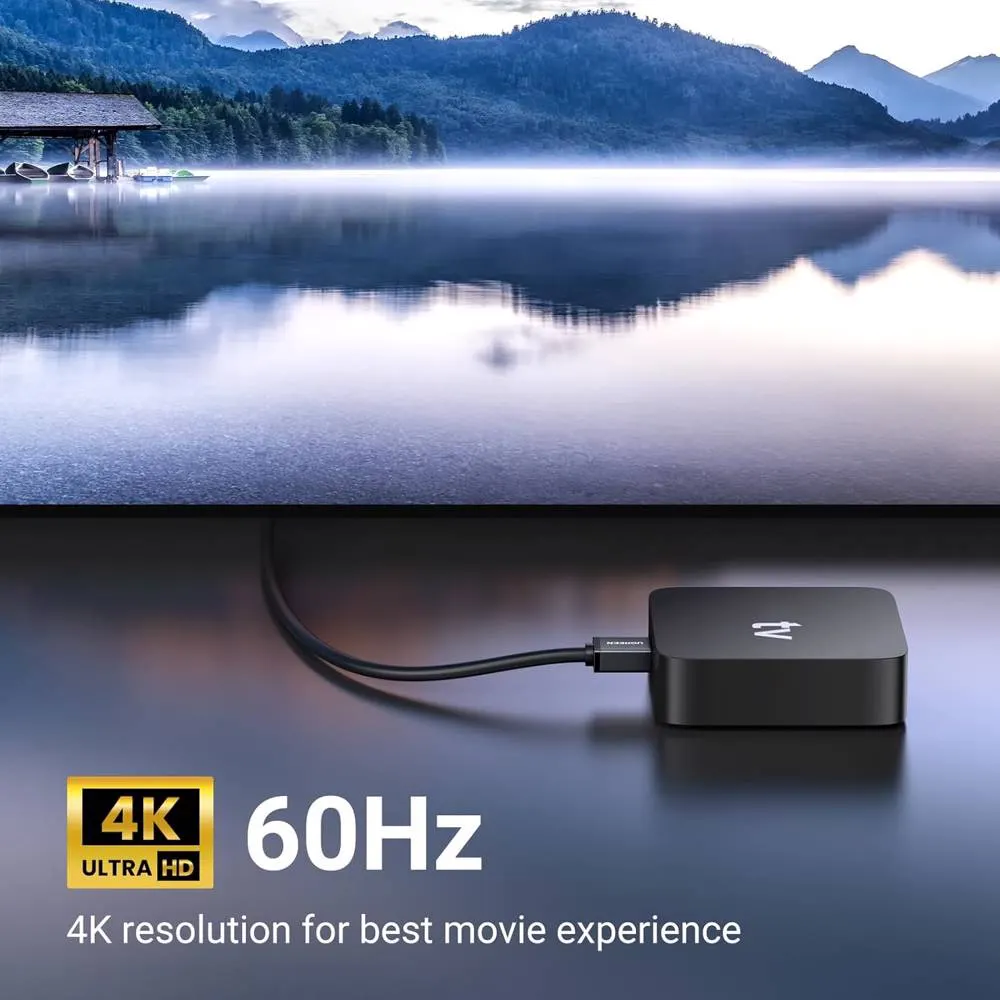 HDMI კაბელი UGREEN HD103 (10172), 4K HDMI Cable Male to Male, 90 Degree, 1m, Black