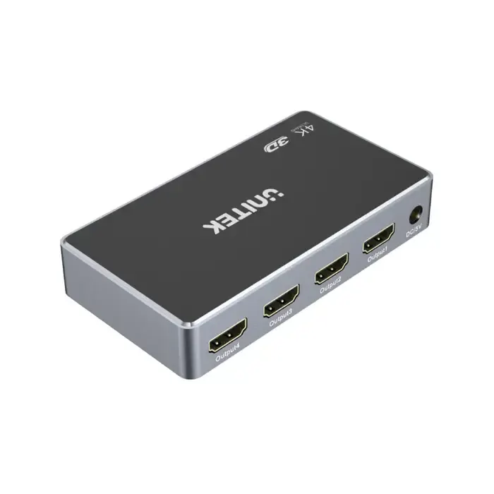 KVM/HDMI სვიჩი V1109A, UNITEK 4K HDMI 1.4b Splitter 1 In 4 Out, Color: Space Grey and Black