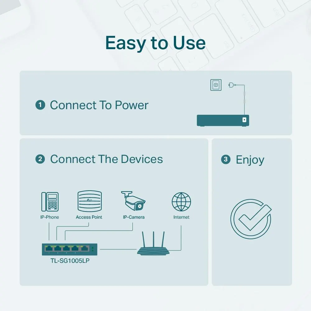 PoE სვიჩი TP-Link, TL-SG1005LP, Switch, 5-Port Gigabit Desktop Switch with 4-Port PoE+.