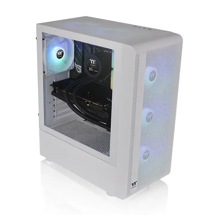 Thermaltake, S200 TG ARGB Snow Mid Tower Chassis Case White