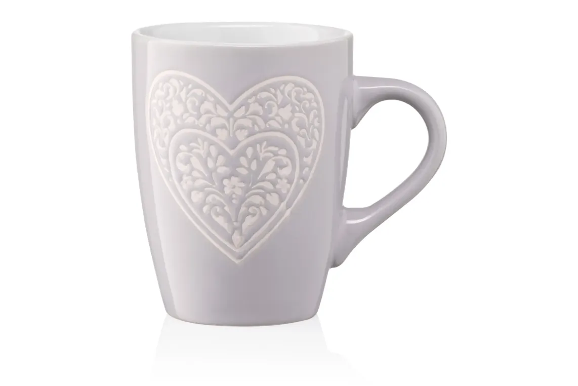 კათხა Mug ARDESTO Heart, 330ml, ceramics, gray