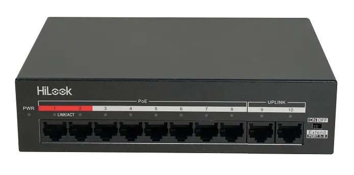 PoE სვიჩი - 8 PoE (at/af) პორტი, არამართვადი, HiLook, HiLook By HIKVISION NS-0110MP-60