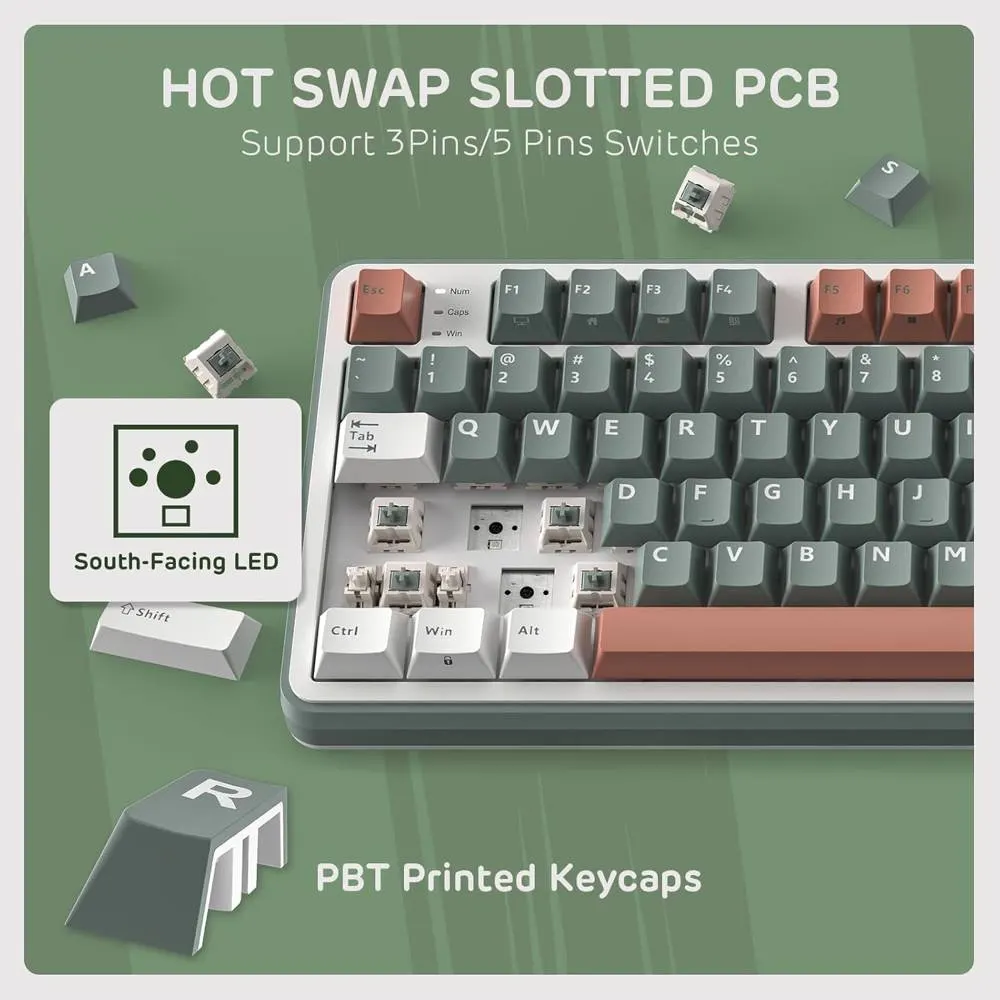 კლავიატურა Royal Kludge RK S98 RGB Mechanical Keyboard, Brown switch, Smart Display, Hot Swappable, Type-C wired, Bluetooth 5.0, 2.4GHz, Camping