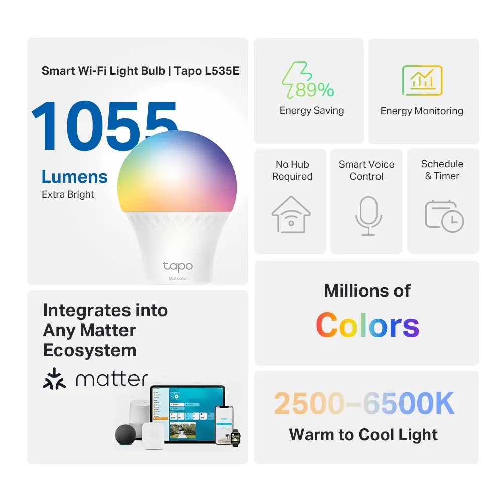 სმარტ ნათურა TP-Link Tapo L535E Multicolor Lamp
