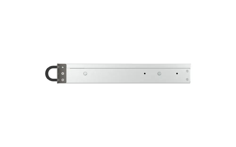 NAS სერვერი 4-Bay quad-core 2.0 GHz short-depth 1U rackmount NAS with 100W power supply, 4GB RAM (not expandable), SATA 6Gb/s, 2 x 2.5 GbE LAN, Container Station