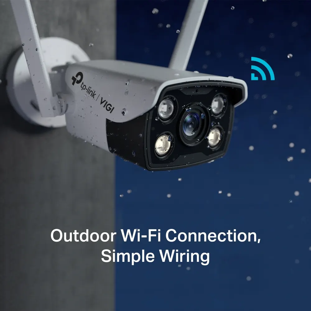 IP კამერა TP-Link VIGI C340-W Full-Color Bullet Network Camera - Outdoor, 4MP, 2560 × 1440, 4mm Lens, 93° Diagonal Viewing Angle, Full-Color Night Vision, IR Cut Filter, Wi-Fi & RJ-45, IP66 Waterproof, 12V DC, Two-Way Audio