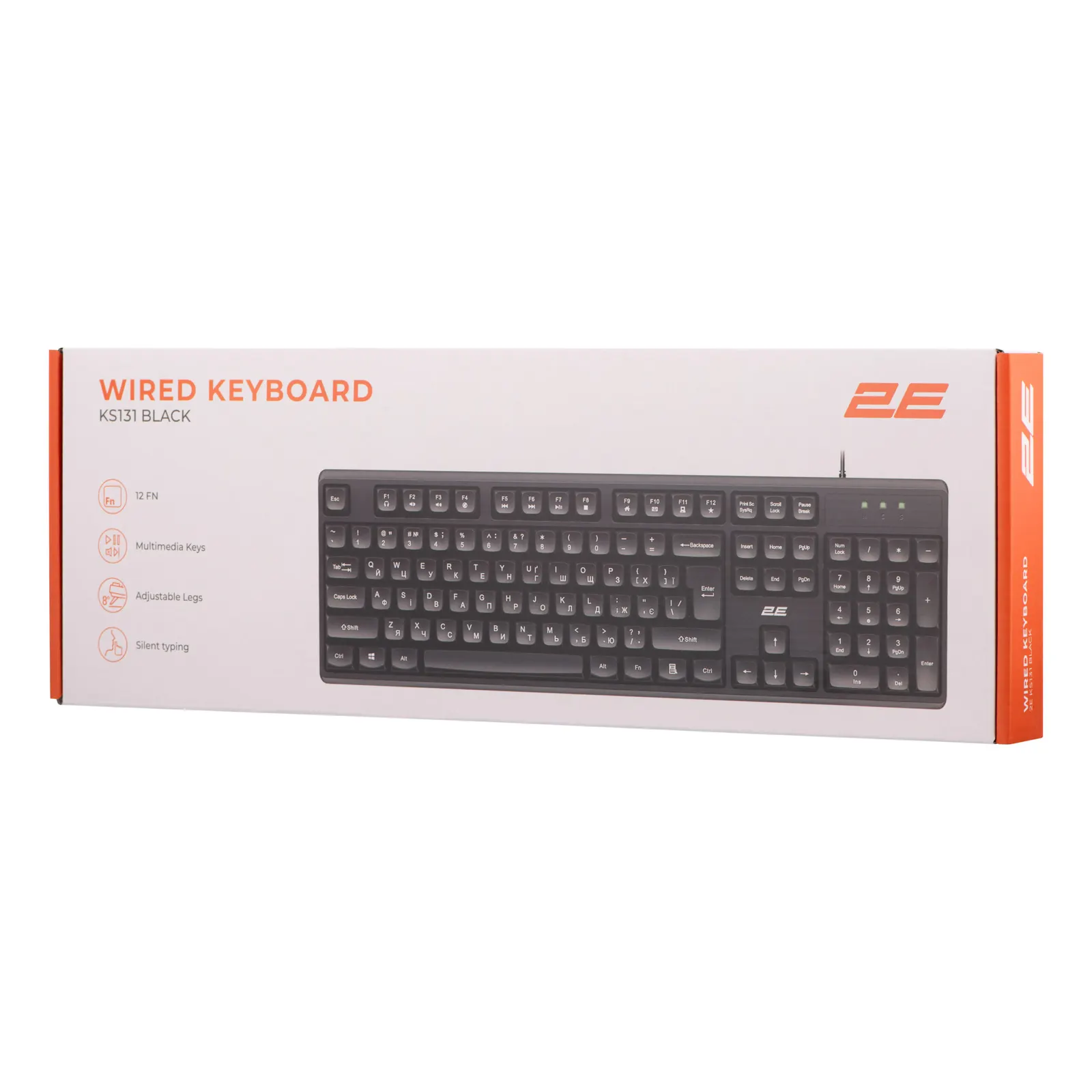 კლავიატურა 2E Membrane keyboard KS131 104key, USB-A, EN/UK, black