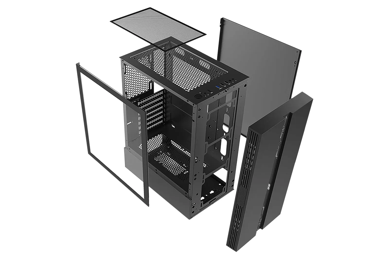 ქეისი 2E GAMING Computer case RUNA (G2107) MidT, 2xUSB2.0, 1xUSB3.0,1x120mm ARGB+ ARGB strip,TG (side panel),without PSU,black