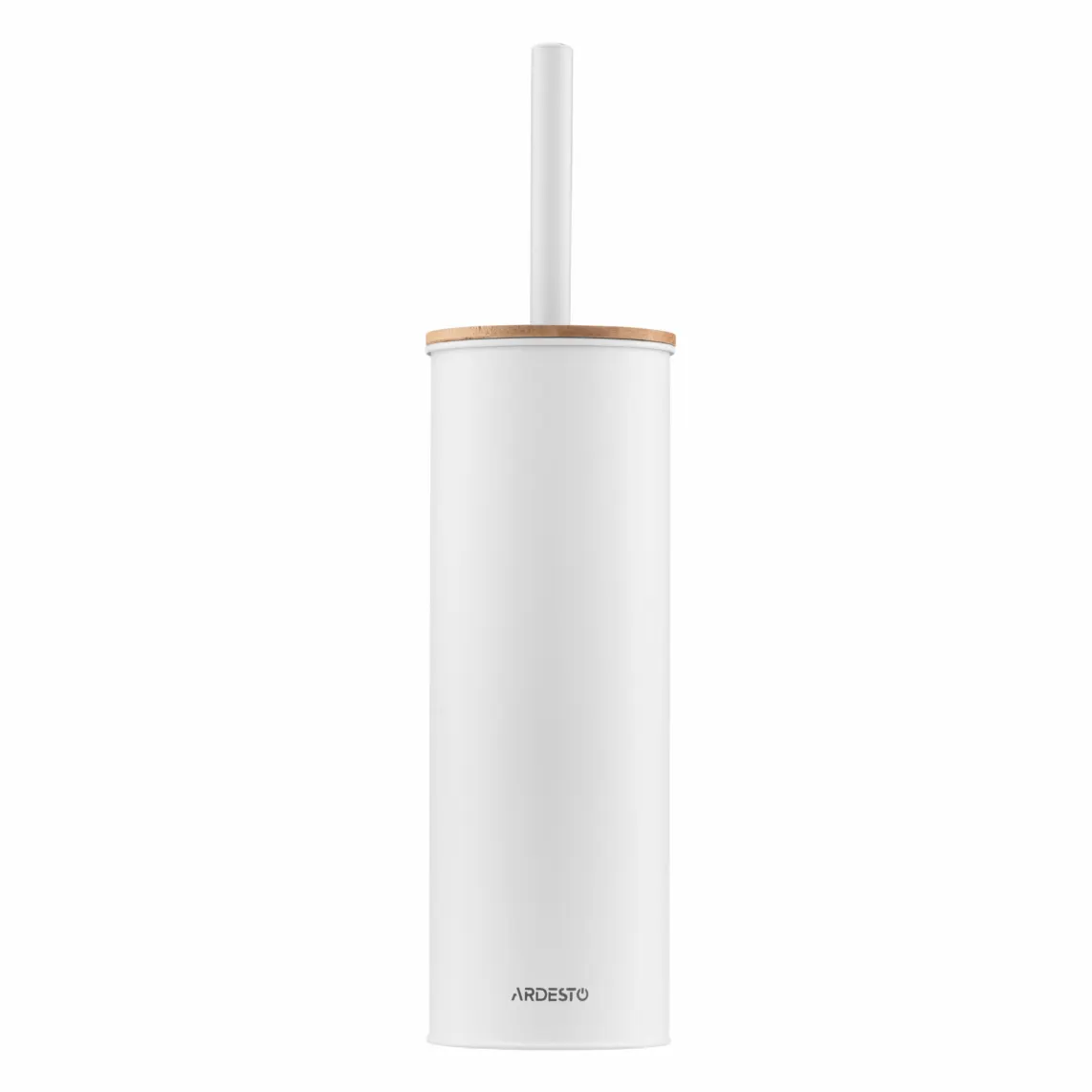 Toilet brush set with stand ARDESTO Minimalism 9.5x27.5/38cm, metal, polypropylene, bamboo, white