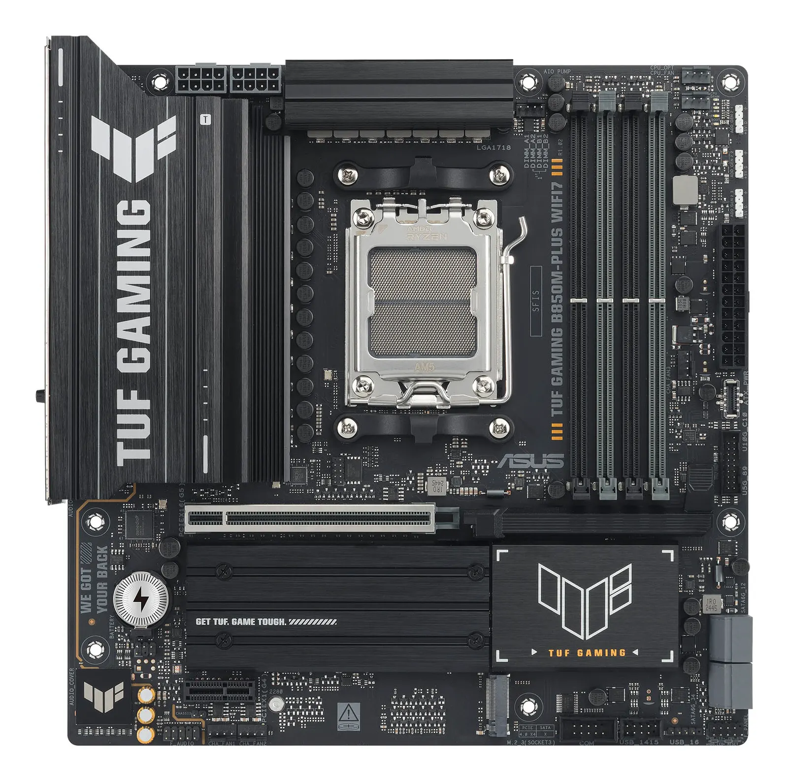 ASUS Motherboard TUF GAMING B850M-PLUS WIFI7 sAM5 B850 4xDDR5 M.2 HDMI DP Wi-Fi BT mATX