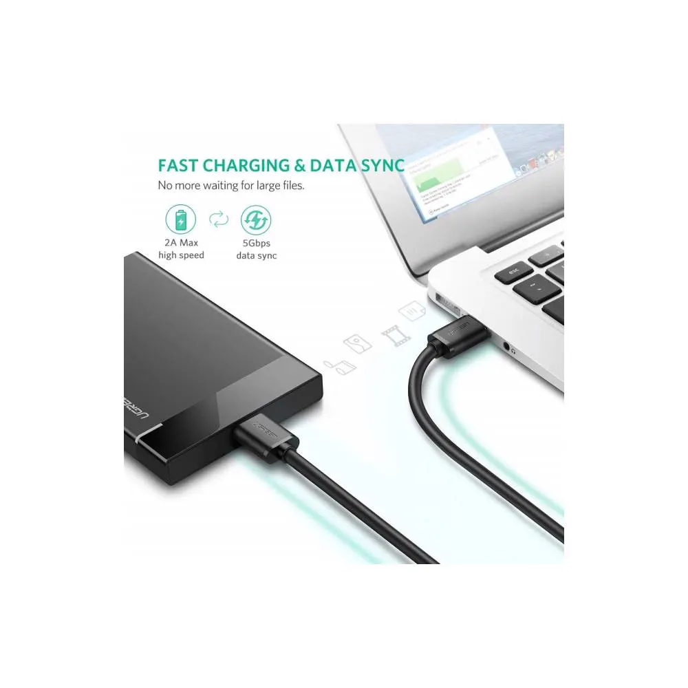 Micro USB კაბელი UGREEN US130 (10840) USB 3.0 A Male to Micro-B Male USB 3.0 Cable 0.5m (Black)
