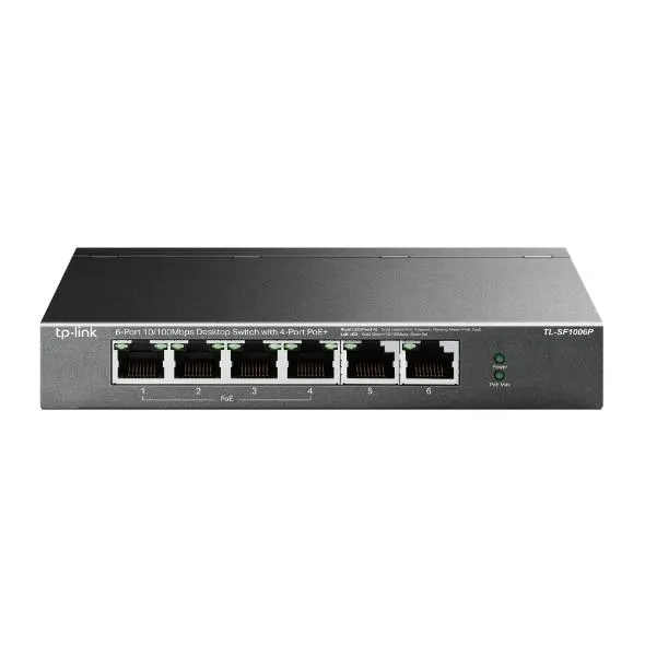 TP-Link, TL-SF1006P, 6-Port 10/100Mbps Desktop Switch with 4-Port PoE+