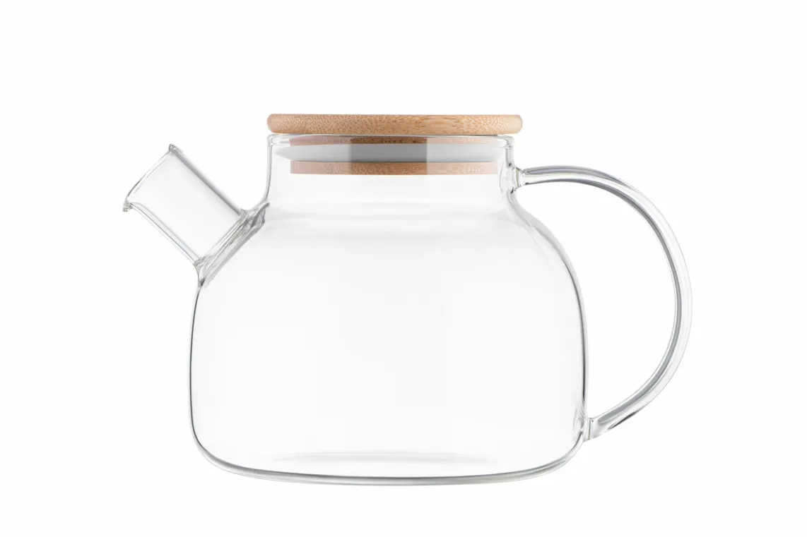 Ardesto Teapot Gemini 1000ml, borosilicate glass, bamboo, transparent