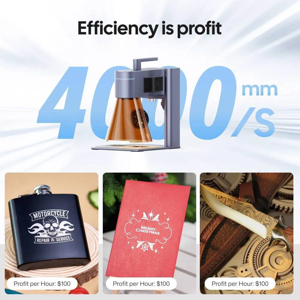 გრავირების აპარატი LaserPecker LP4 Deluxe + Slide Extension + Rotary Extension, Laser Engraver Cutter, Grey