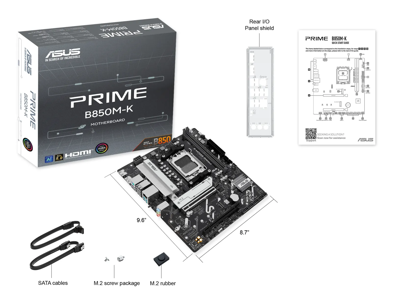 დედაპლატა ASUS Motherboard PRIME B850M-K sAM5 B850 4xDDR5 M.2 HDMI DP mATX