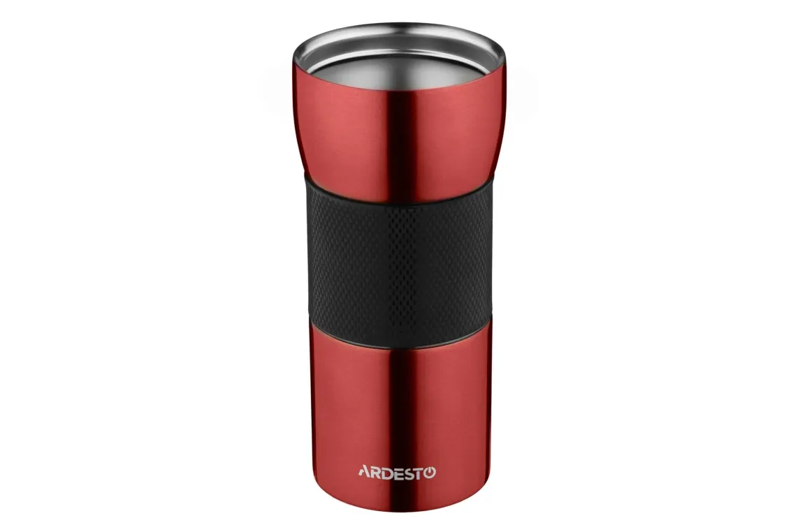 თერმოჭიქა ARDESTO Travel mug Easy travel 450 ml, red, silocone, s/s