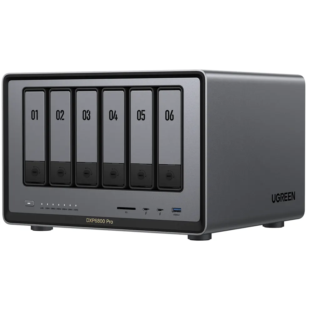 Storage System UGREEN NASync DXP6800Pro (25899B), Intel i5 1235U, 8GB, RJ45, USB, Type-C, HDMI, Space Gray
