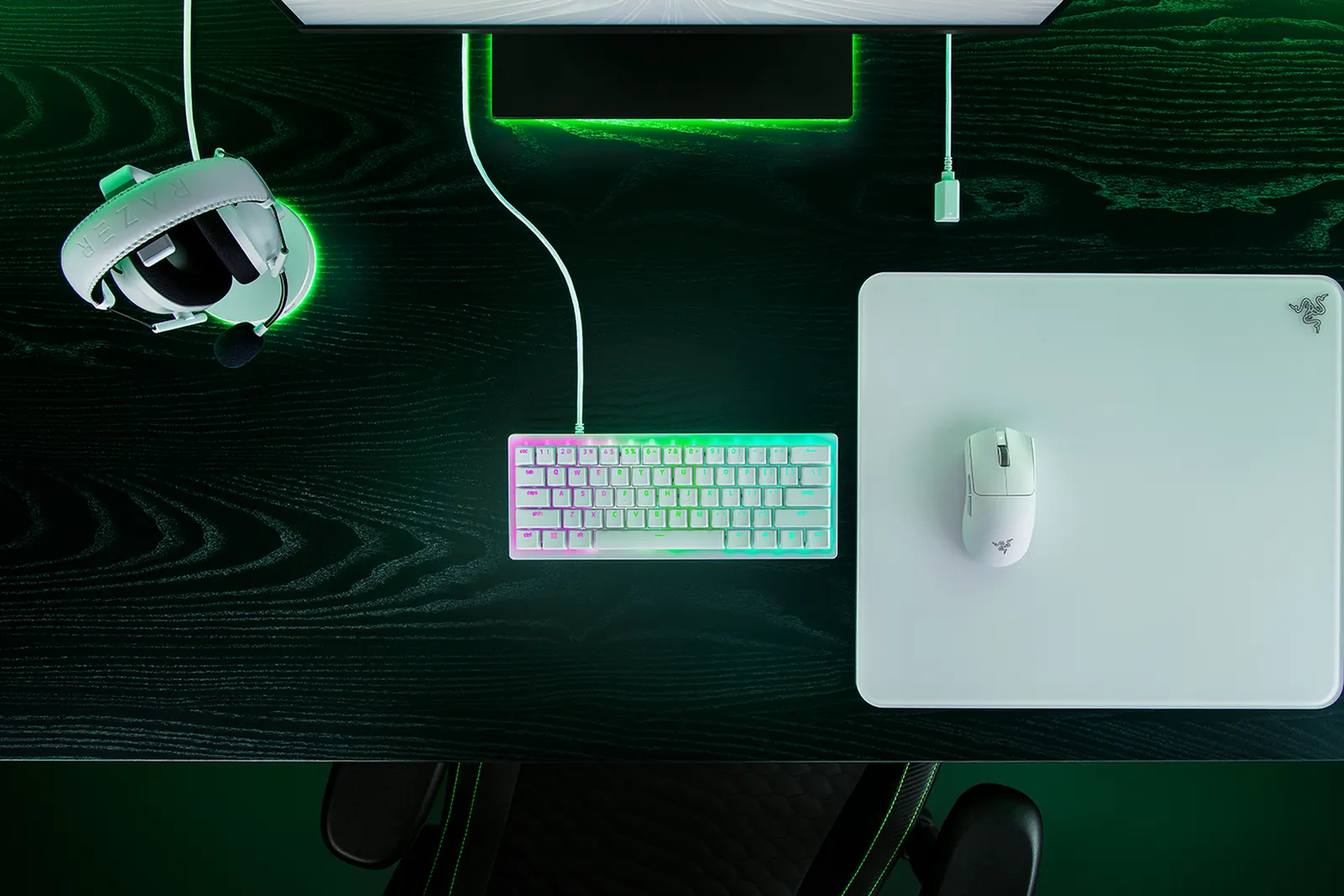 კლავიატურა Razer Keyboard mechanical Huntsman V3 Pro Mini, 61key, Analog Optical Switches, USB-A, EN, RGB, white