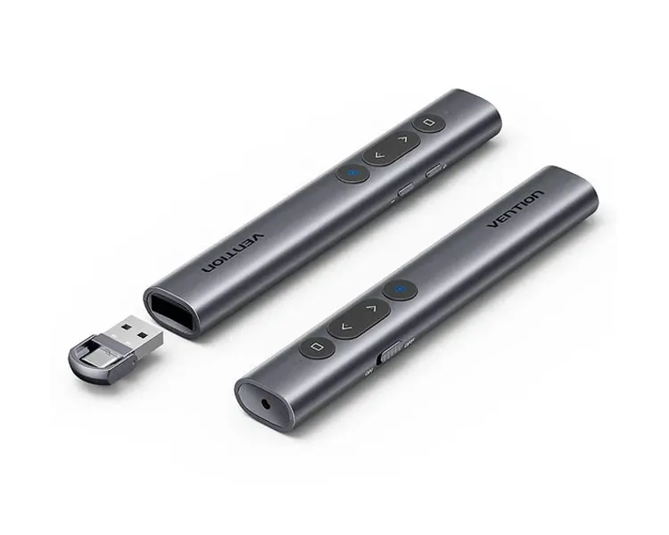 პრეზენტერი Vention KQIH0 2.4G Wireless PowerPoint Presenter 100m Range Gray