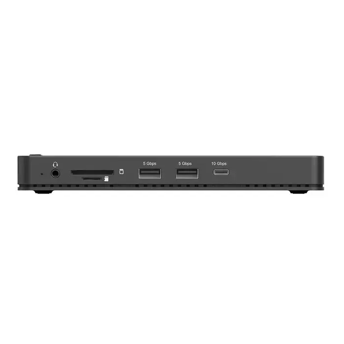 D1077A, UNITEK, Docking Station, Type-C 11-in-2 KVM (USB-C 10Gbps + USB 10Gb + 2*USB + HDMI 4K + 1GB + SD/Micro + Audio + PD 100W + DC), Black
