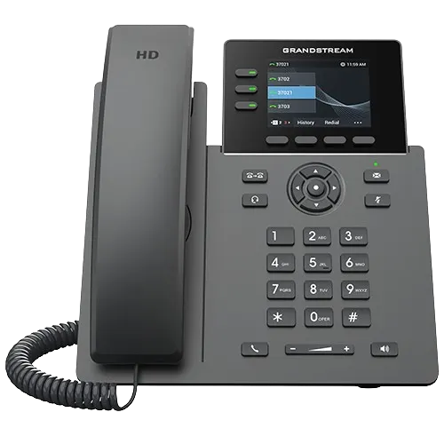 IP ტელეფონი Grandstream GRP2611G, Professional P Phone, 3 SIP accounts, 3 lines, 2x GbE PoE, 320x240 (2.8") color LCD, 12 virtual BLF keys, 5V/0.6A PSU