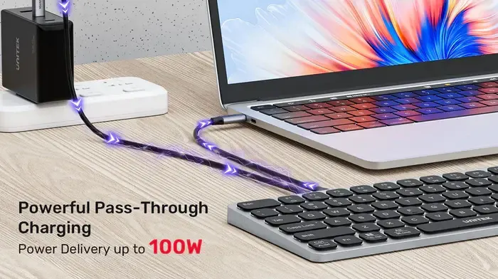 კლავიატურა UNITEK, D1092A, 9-in-1 USB-C Keyboard Hub, Grey