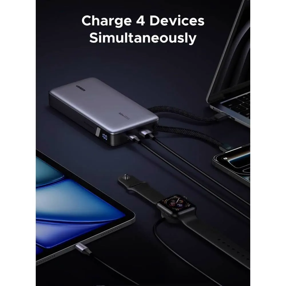 UGREEN PB552 (55995B) Nexode, 25000mAh, Type-C, USB, Power Bank With Built-in Type-C Cable, Grey