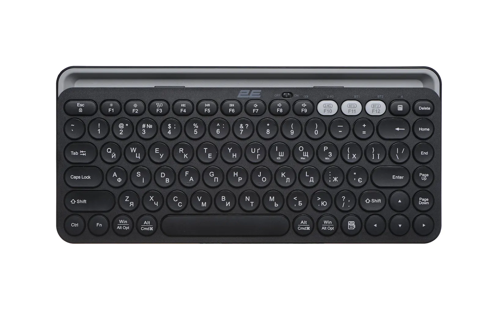 კლავიატურა 2E Keyboard membrane KS250 84key, WL/BT, EN/UK, black-grey