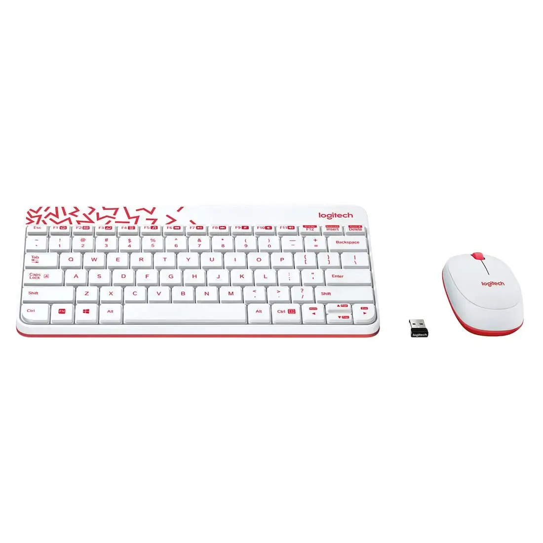 MK240, LOGITECH, Keyboard, Nano Wireless Combo, WHITE/VIVID RED.