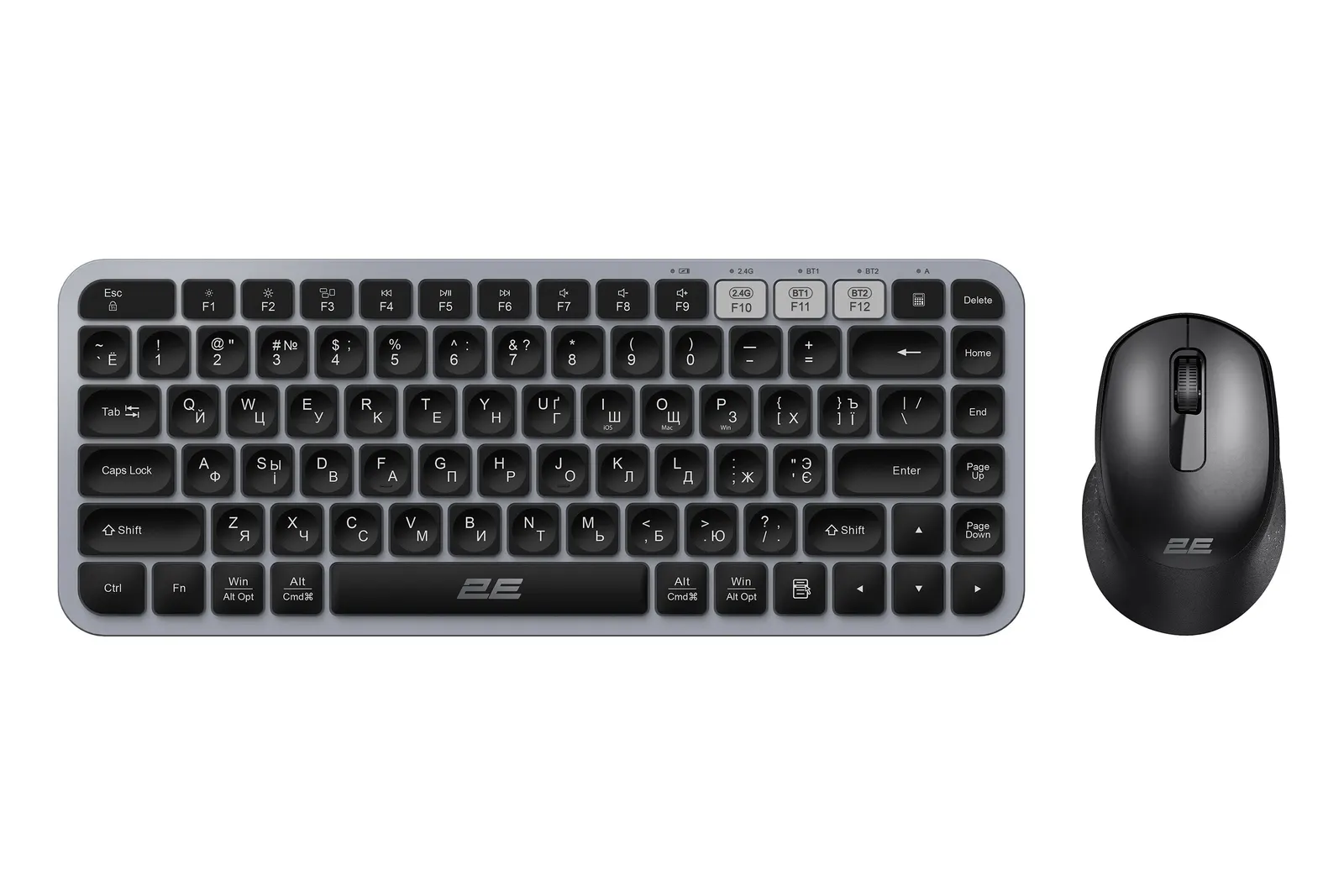 2E Combo keyboard and mouse MK430 WL/BT, EN/UK/RU, grey-black