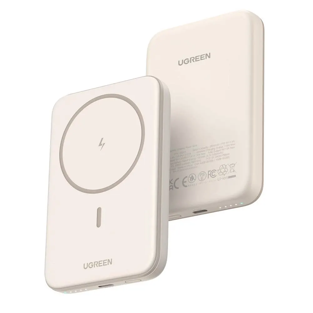 UGREEN PB561 (25207), 5000mAh, Type-C, Magnetic Power Bank, Beige