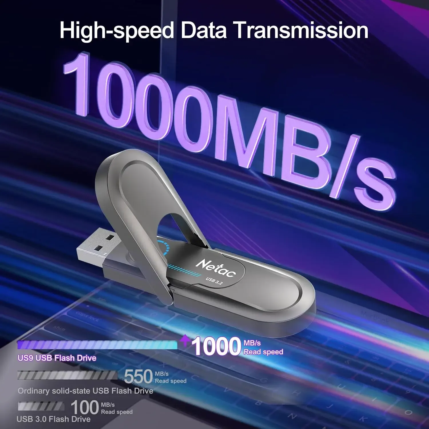NETAC, US9, 512GB, External SSD, USB3.2+TypeC Solid State Flash Drive