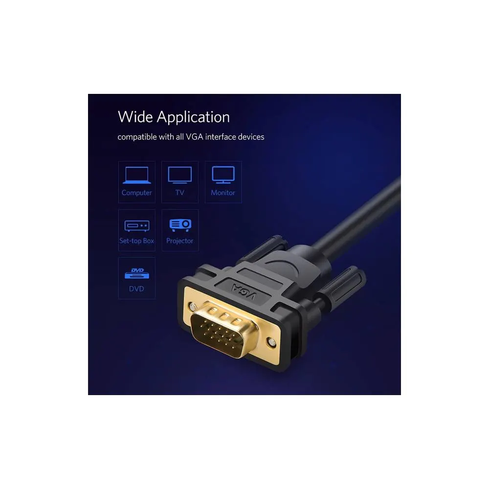 UGREEN VG101 (11634) VGA Male to Male Cable, 15m, Black