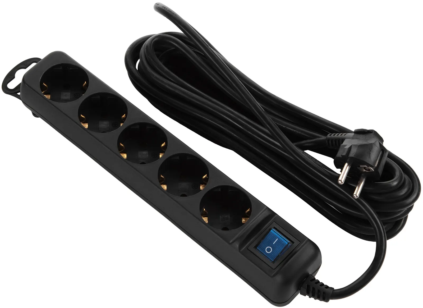 Power strip 2E 5XSchuko with switch, 3G*1.5mm2, 3m, black