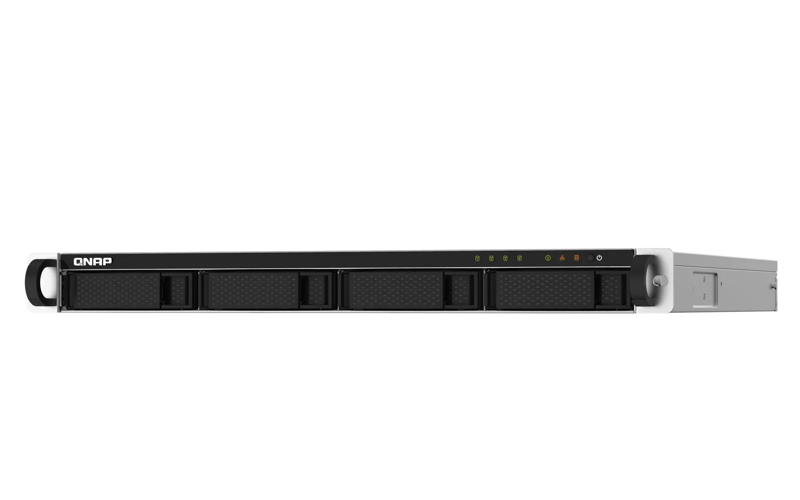 4-Bay AL324 quad-core 1.7 GHz rackmount NAS with 250W redundant PSU, 2GB DDR4 UDIMM RAM (max 16GB), SATA 6Gb/s, 2x 10GbE SFP+ , 2x 2.5GbE, 1x PCIe Gen