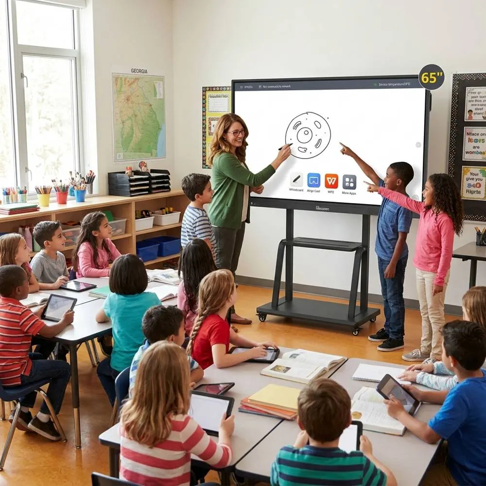 Interactive display, smart display Allscreen DW65HTV100 V3 T Series, 65”, Android 14, RAM 8GB, 128GB, Smart Board, Black