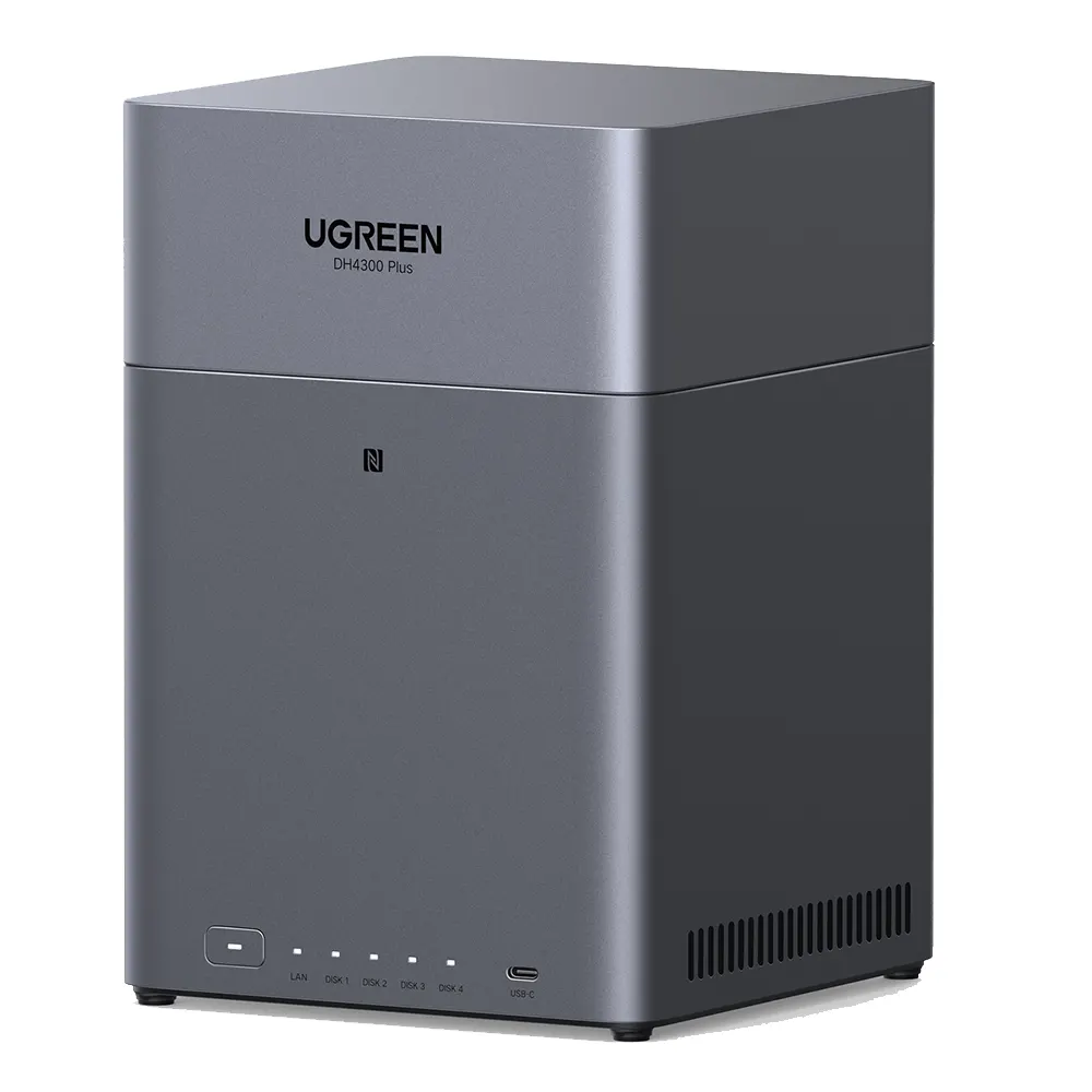 Storage System UGREEN NASync DH4300 Plus (85660), Rockchip A76+A55, 8GB, Diskless, RJ45, USB, Type-C, HDMI, Space Gray