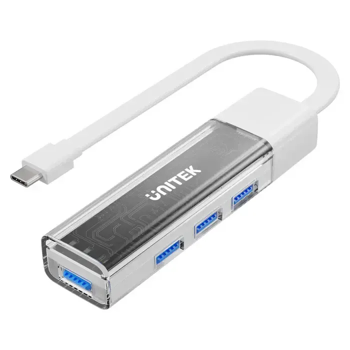 H1319AWH01, UNITEK, USB HUB, Bi-Directional Hub(with Detachable Cable), USB-C/USB-A 5Gb Hub (4*USB-A).