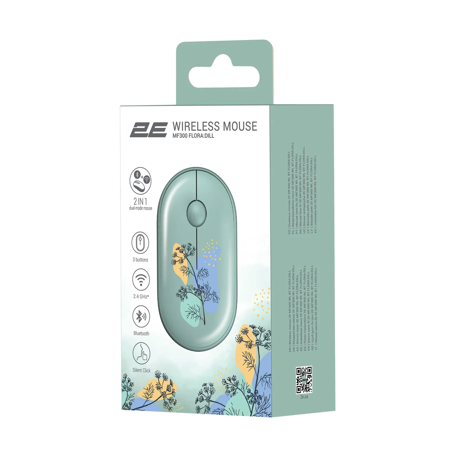 მაუსი 2E Mouse MF300 FLORA:DILL Silent WL BT, Green