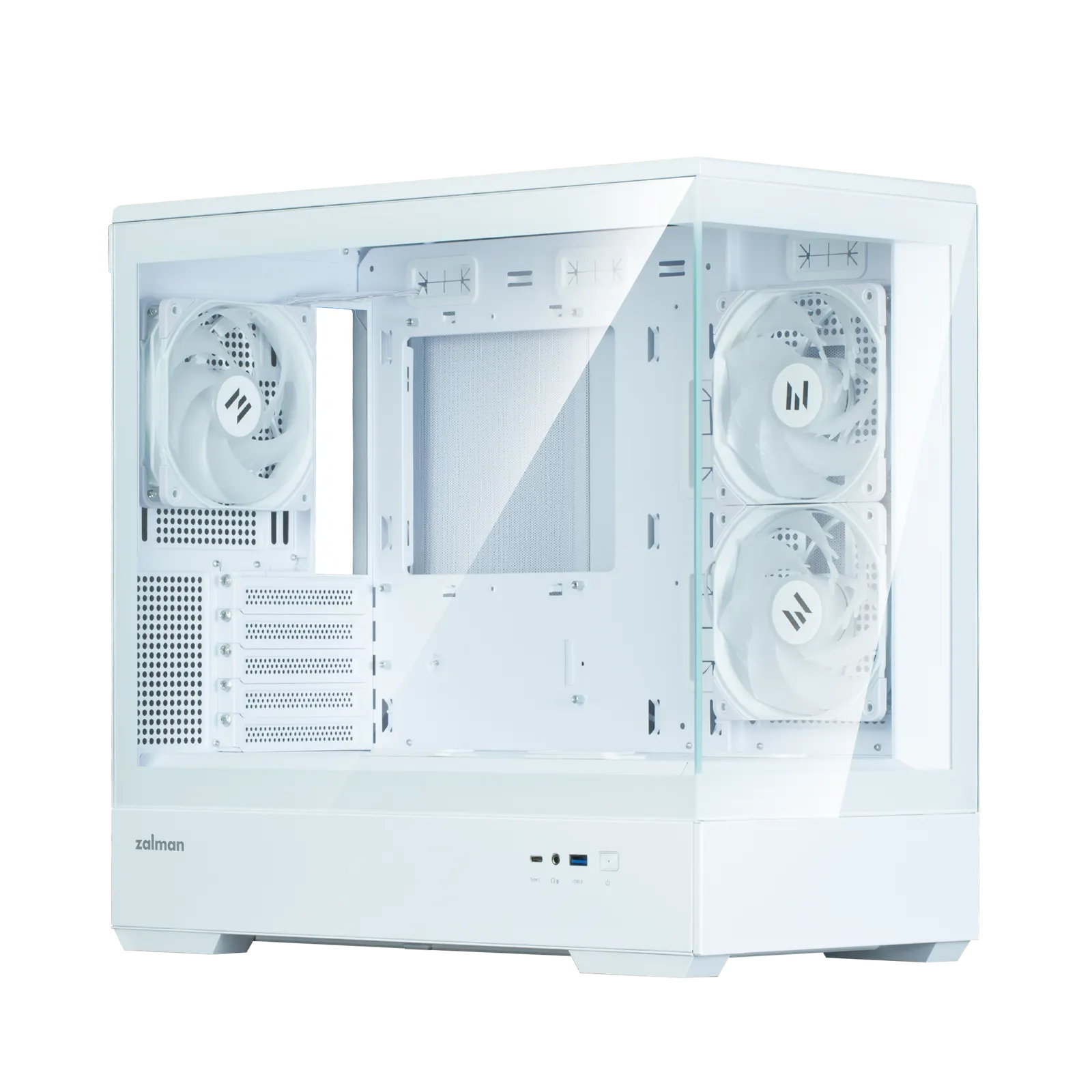 ქეისი Zalman Computer case P30 White V2, without PSU, 1xUSB3.0, 1xUSB Type-C, 3x120mm ARGB, TG Front/Side Panel, mATX, White