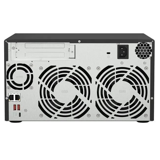 8-bay NAS, AMD Ryzen V1000 series V1500B 4C/8T 2.2GHz, 8GB DDR4 RAM (2 x SODIMM slots, max. 64GB, optional ECC RAM support), 8x SATA 6Gb/s bays, 2x M.