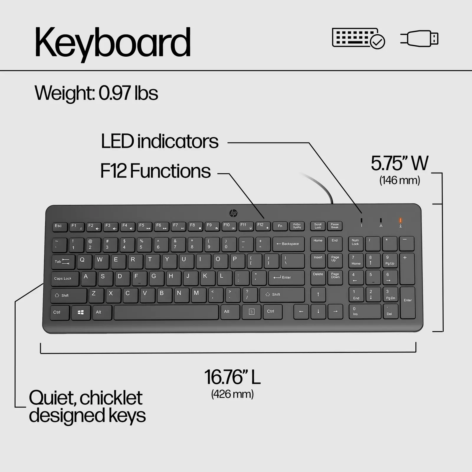 კლავიატურა HP 150 Wired Black