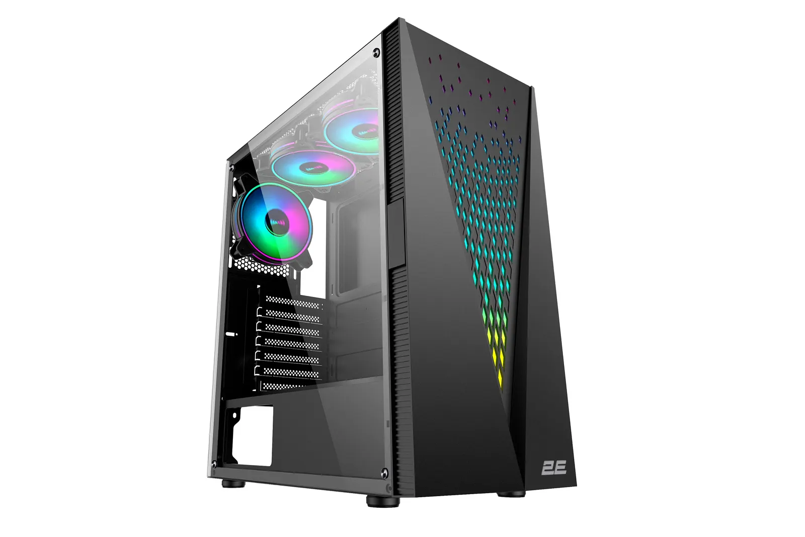 ქეისი 2E GAMING Computer case GALAXY (G2055) MidT, 2xUSB2.0,1xUSB3.0, 3x120mm ARGB+strip,TG (side panel),without PSU,black